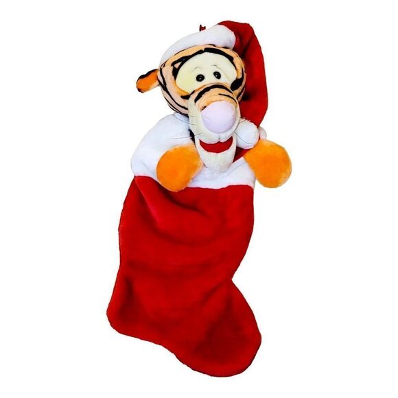 Vintage Disney Tigger Plush Stocking Christmas Winnie The Pooh 3D Head Kids Fun - Picture 1 of 6